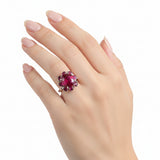 Anillo Flor Plata Con Piedra Natural