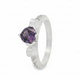 Anillo Solitario Con Circonia Blanco / 5