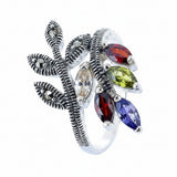 Anillo De Plata Con Marquesita y Circonia