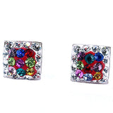 Aretes De Cuadrado De Plata Con Circonia