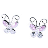 Aretes De Mariposa De Plata Con Circonia