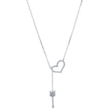 Collar Corazón Y Flecha Plata Con Circonia