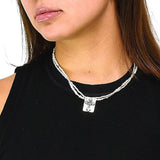 Collar Doble Con Cuencas De Plata Y Dije Cruz