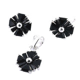 Juego De Flor Plata Con Circonia