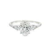 Anillo Trío de Diamantes Corte Óvalo y Pera 1.37ct, Oro 14K