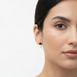 Arete Granate Con Perla Brillante