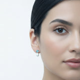 Arete Topaz Azul Con Perla Brillante
