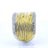 Anillo de Plata con Circonia y Chapa de Oro