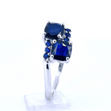 Anillo Dos Cuadros Con Piedras Preciosas De Plata
