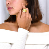 Anillo de Plata con Circonia y Chapa de Oro