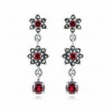 Arete Hilera Flor Circonia Con Marquesita