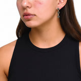 Arete Hilera Flor Circonia Con Marquesita