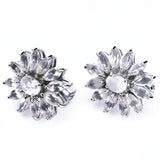 Aretes Flor De Piedras Preciosas De Plata