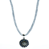 Collar Flor Piedras Preciosas Con Cordón De Seda