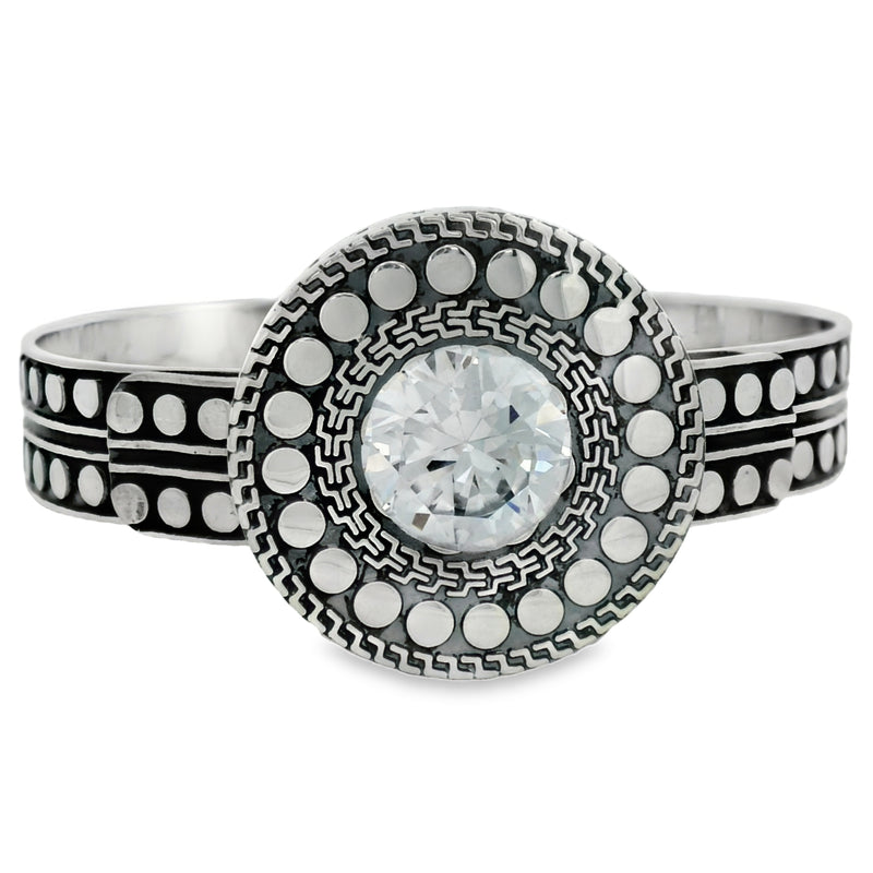 Brazalete Pavonado de Plata con Circonia Blanco