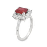 Anillo Piedra Natural Rectangular con Circonias