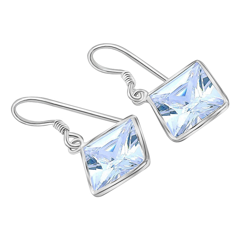 Aretes Broche Gancho Cuadro De Circonia