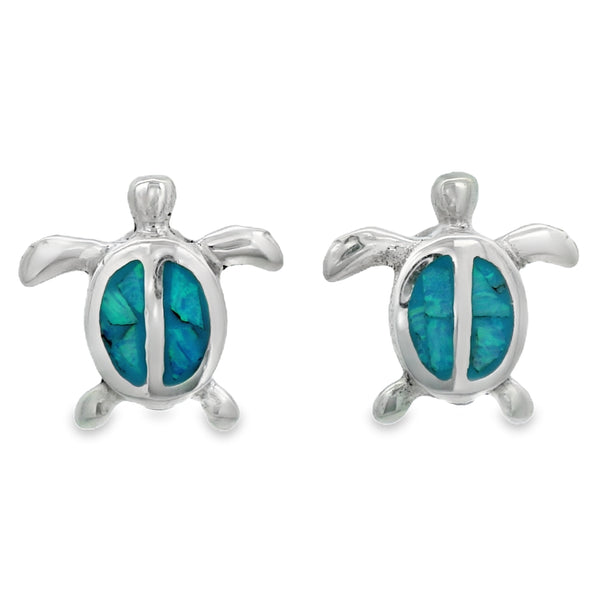 Arete Opalo Azul con Plata de Tortuga