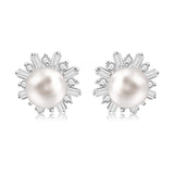 Aretes De Sol Con Perla Y Circonias