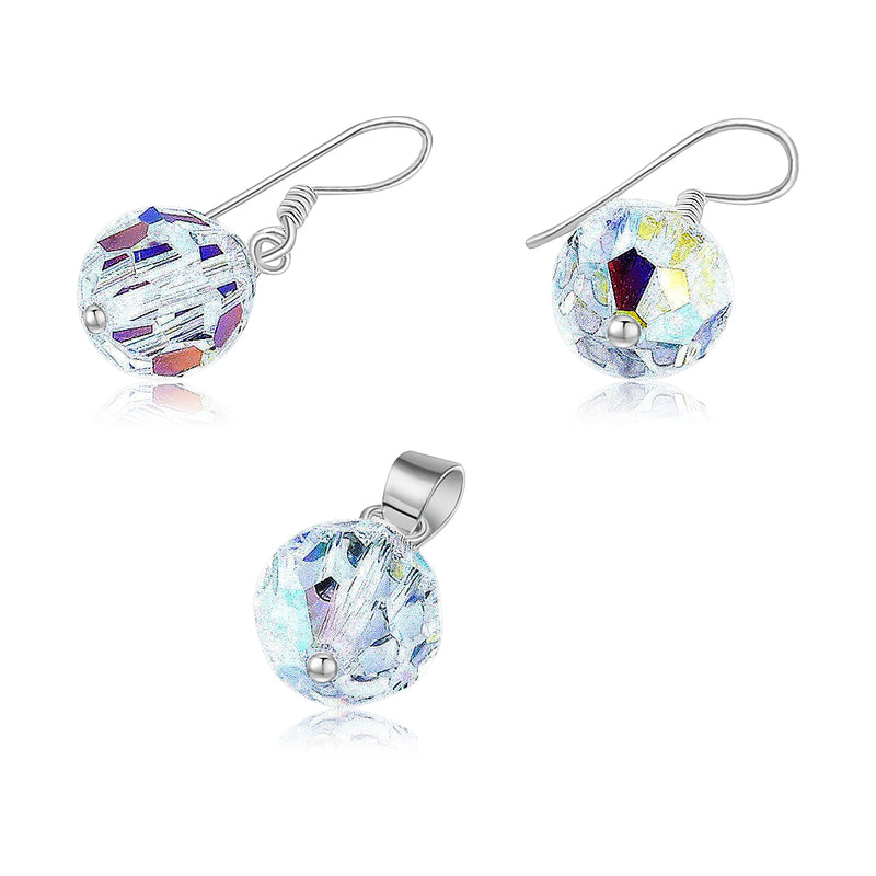 Juego Gancho Plata Con Cristal