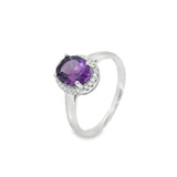 Anillo Ovalado de Piedra Natural con Circonias Amatista / 6
