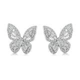 Aretes De Mariposa De Plata Con Circonia