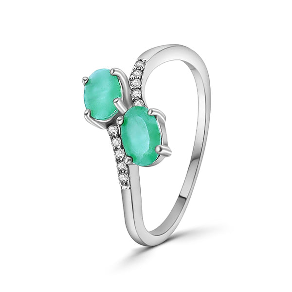 Anillo De Plata Con Piedras Preciosas #6 / Esmeralda