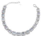 Pulsera De Piedra Natural Topaz Azul