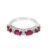 Anillo Piedra Natural con Circonias Rubi / 6