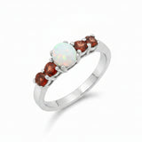 Anillo Granate Con Ópalo
