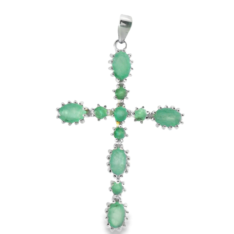 Cruz de Piedra Natural Ovalo Esmeralda