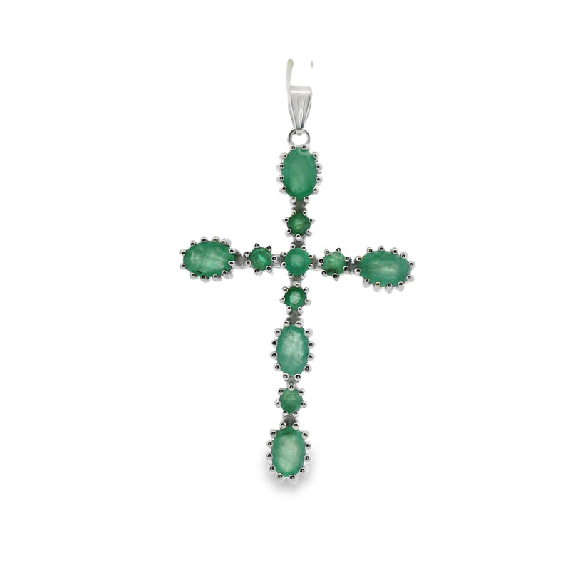 Cruz de Piedra Natural Ovalo Esmeralda