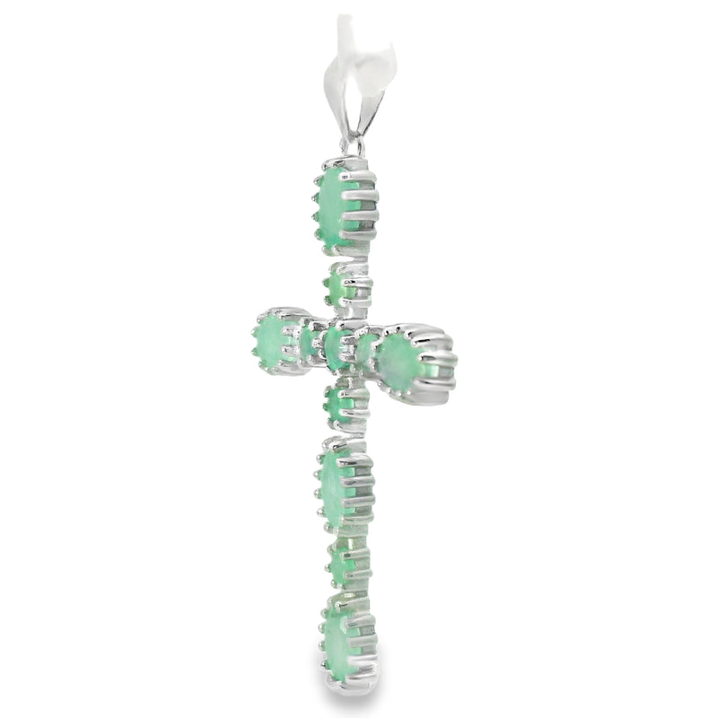 Cruz de Piedra Natural Ovalo Esmeralda