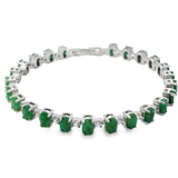 Pulsera Piedra Natural Ovalo con Circonias Esmeralda
