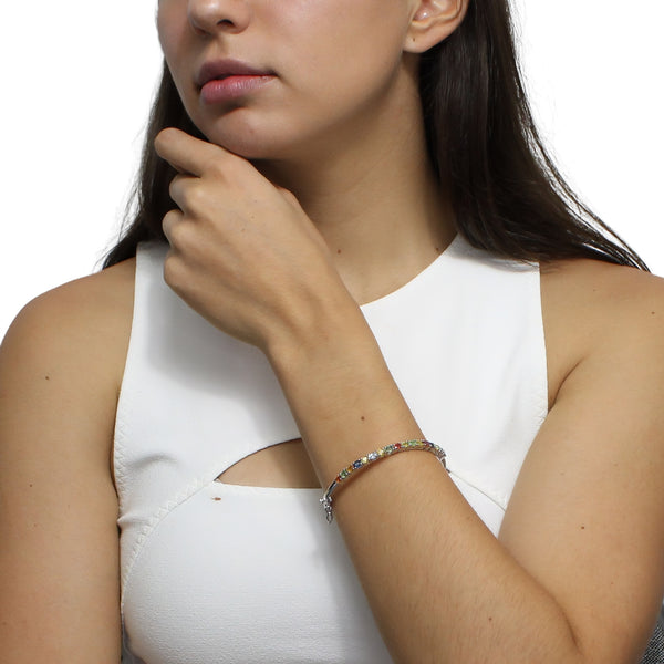 Brazalete de Plata Mitad Piedra Natural