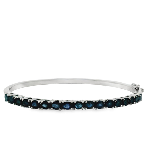 Brazalete de Plata Mitad Piedra Natural Zafiro