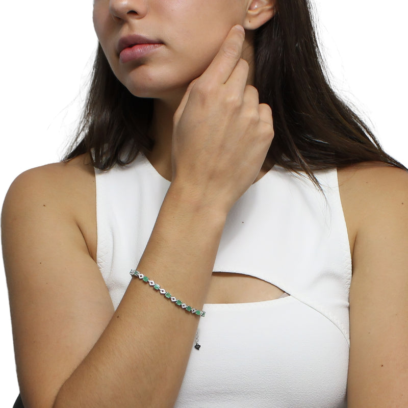 Pulsera Piedra Natural Rombos con Circonia