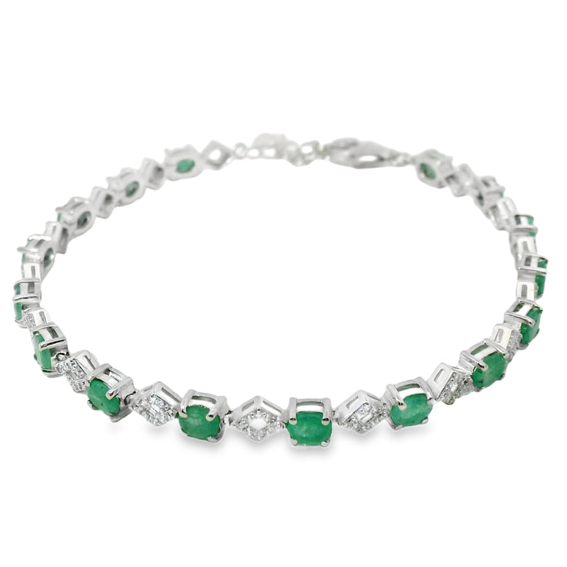 Pulsera Piedra Natural Rombos con Circonia Esmeralda