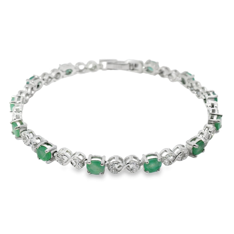 Pulsera Piedra Natural con Infinito y Circonias Esmeralda