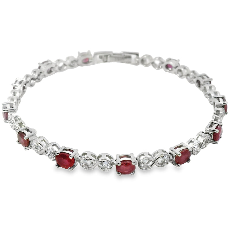 Pulsera Piedra Natural con Infinito y Circonias Rubi
