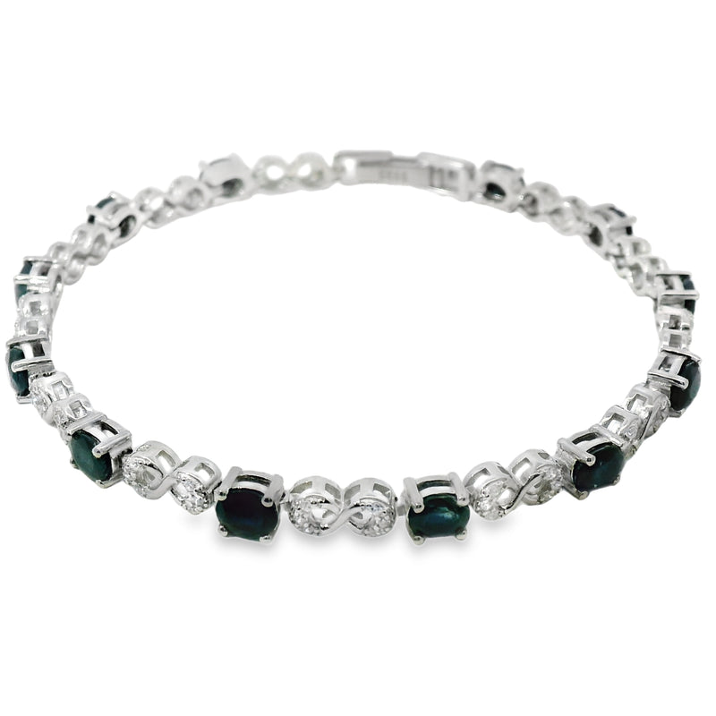 Pulsera Piedra Natural con Infinito y Circonias Zafiro