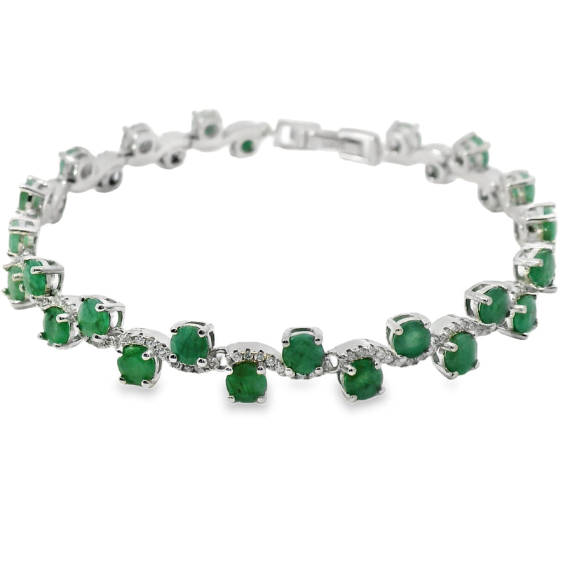 Pulsera Piedra Natural Circulos con Circonia Esmeralda