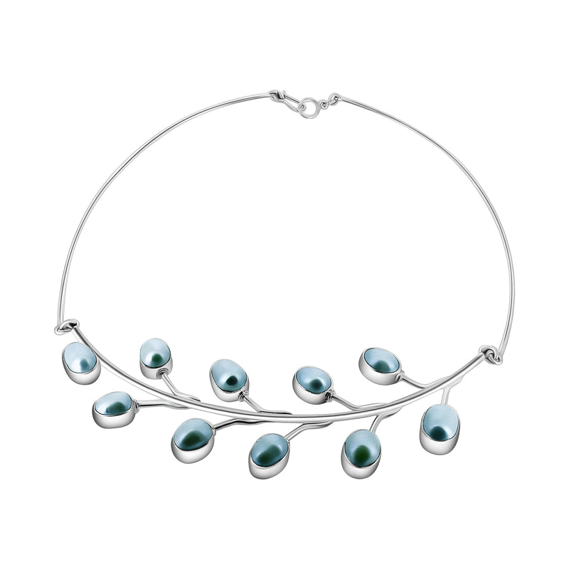 Collar Hojas De Perla Cultivada De Plata 45 cm