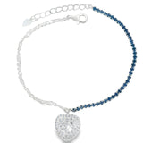Pulsera Circonia Con Corazón Colgante Blancas