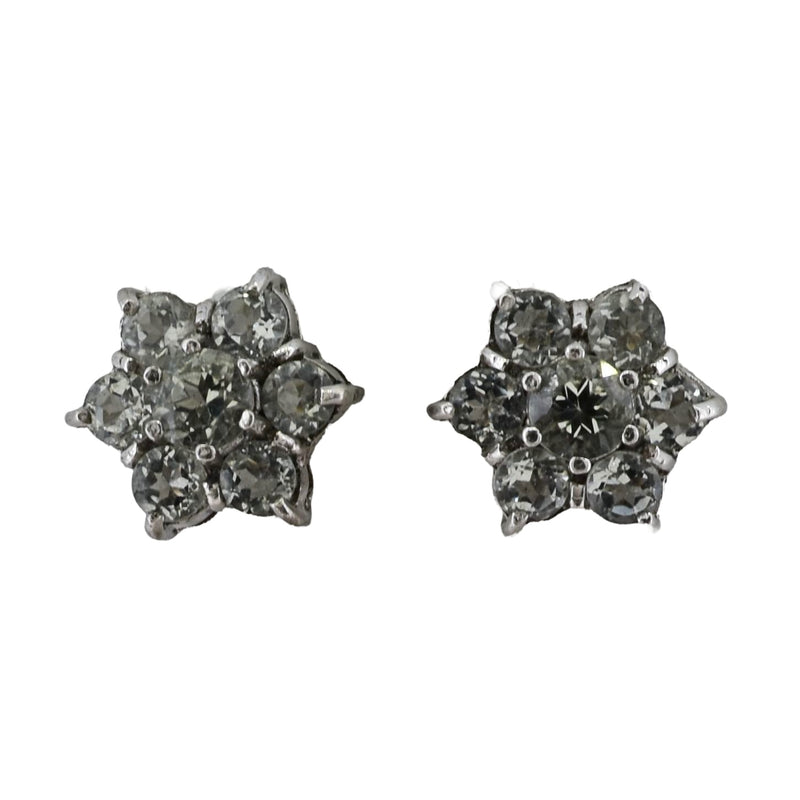 Aretes De Flor Plata Con Piedras Preciosas