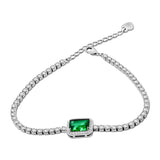 Pulsera Con Rectángulo En El Centro Plata Con Circonia Ajustable (17-20cm) / Azul