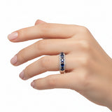 Anillo Piedra Natural Zafiro Con Circonia