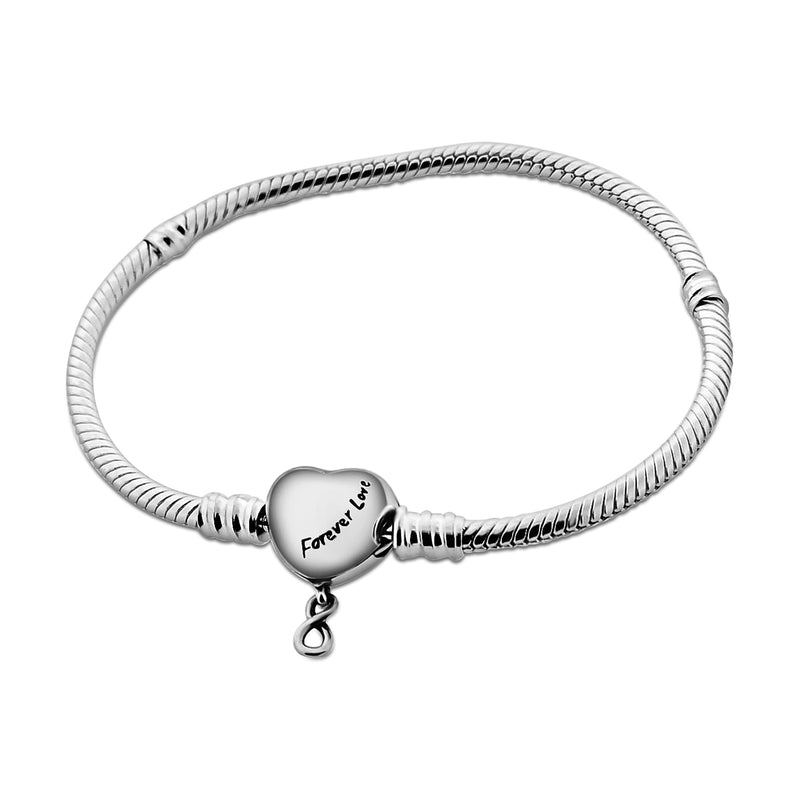 Pulsera Para Dijes Con Broche De Corazón Con Infinito