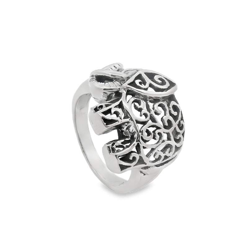 Anillo Elefante con Grecas de Plata 6