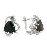 Arracada De Piedra Natural Granate Con Circonia
